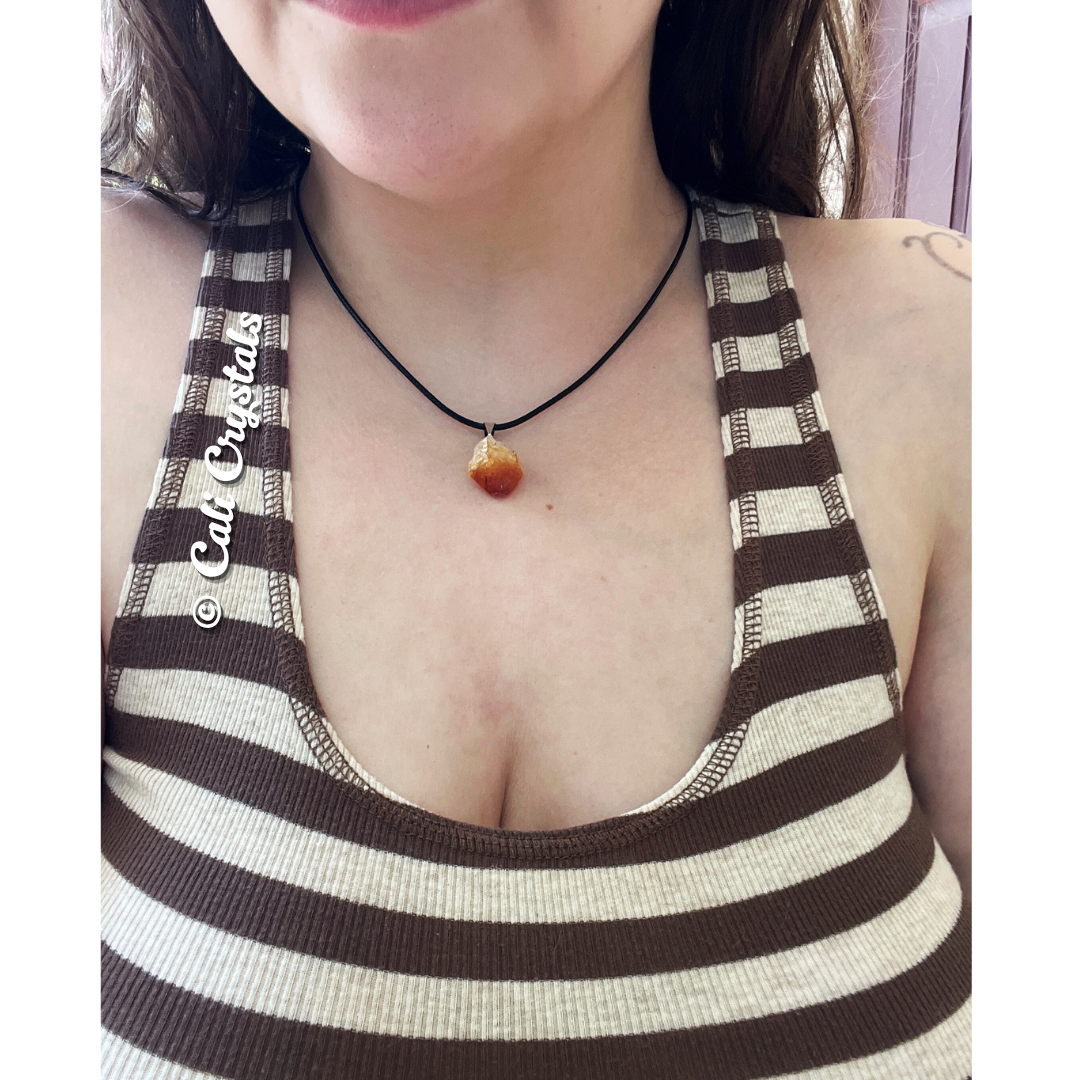 Raw Citrine Natural Stone Pendant Necklace