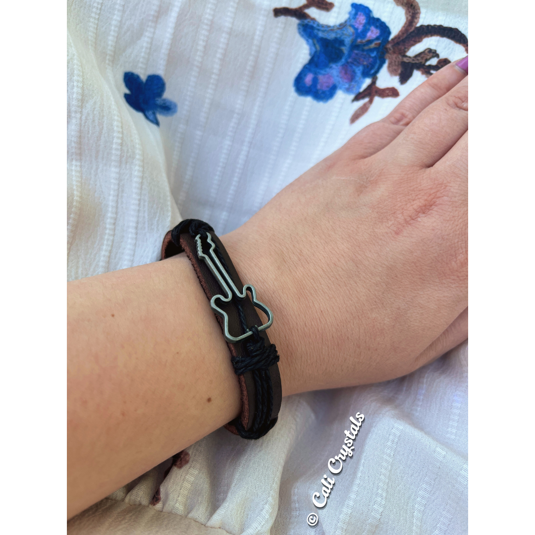 Guitar Adjustable Leather Bracelet