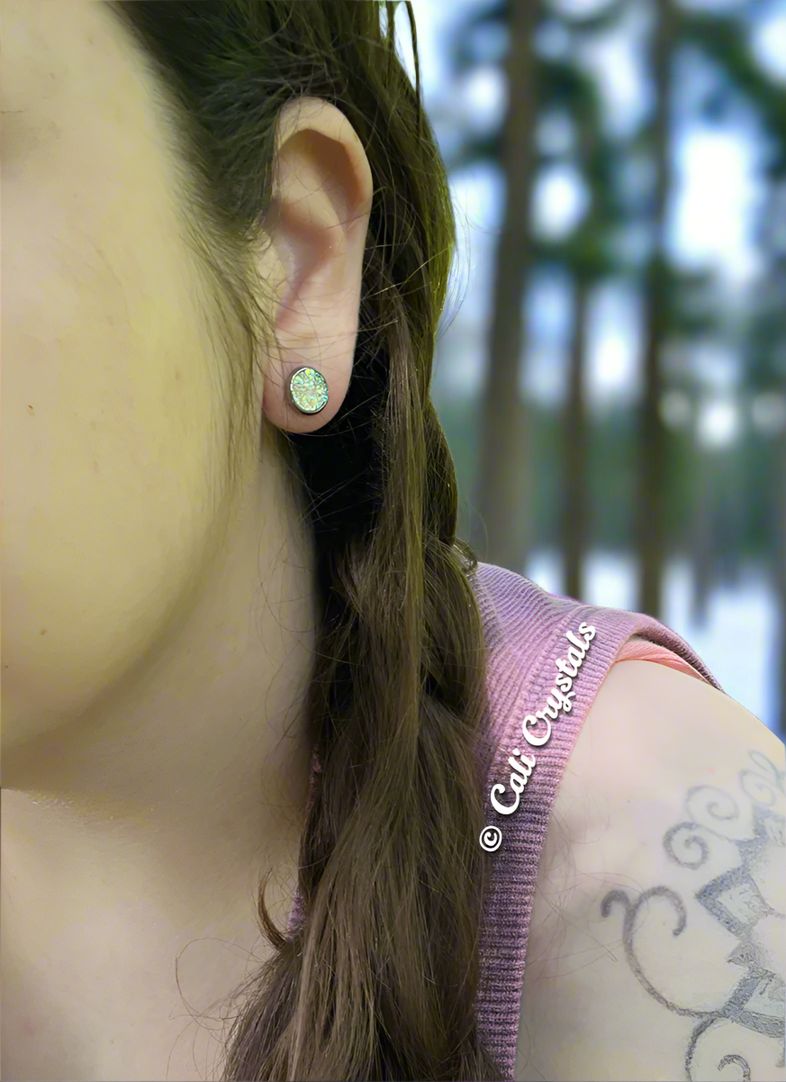 Faux Crystal Druzy Stud Earrings