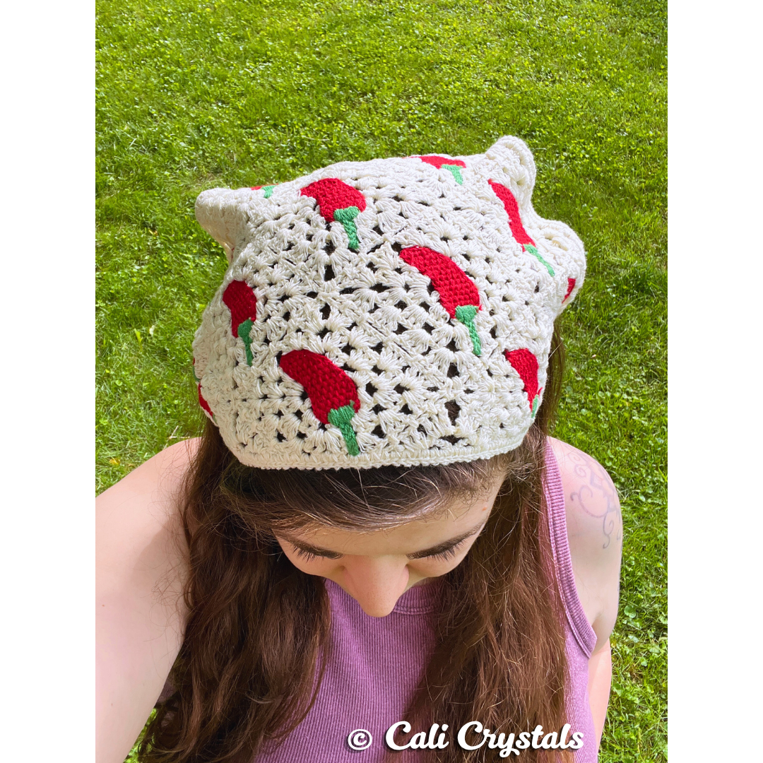Red Chili Pepper Crochet Hair Bandana