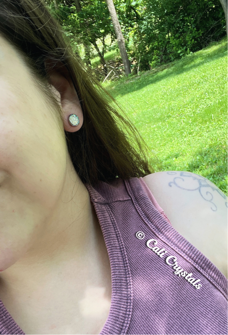 Faux Crystal Druzy Stud Earrings