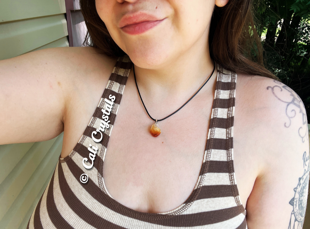 Raw Citrine Natural Stone Pendant Necklace