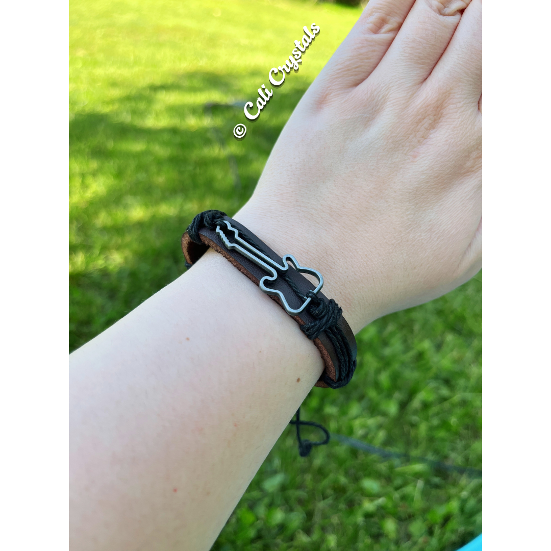 Guitar Adjustable Leather Bracelet