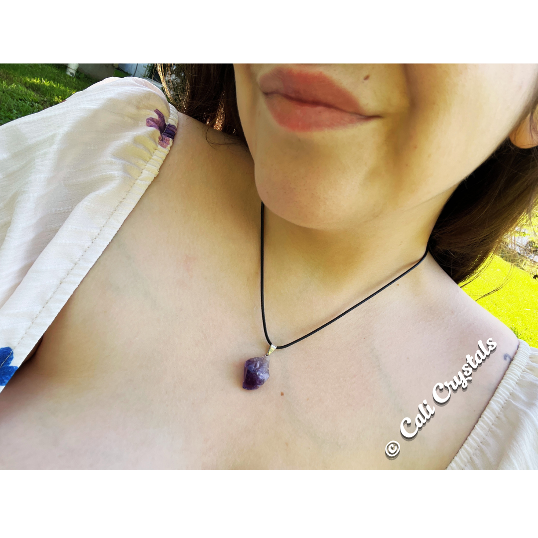 Raw Amethyst Natural Stone Pendant Necklace