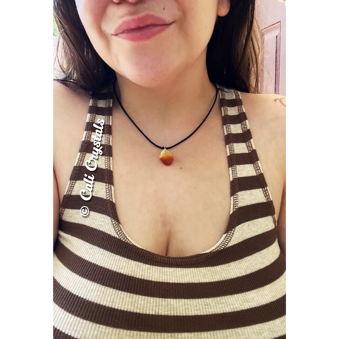 Raw Citrine Natural Stone Pendant Necklace
