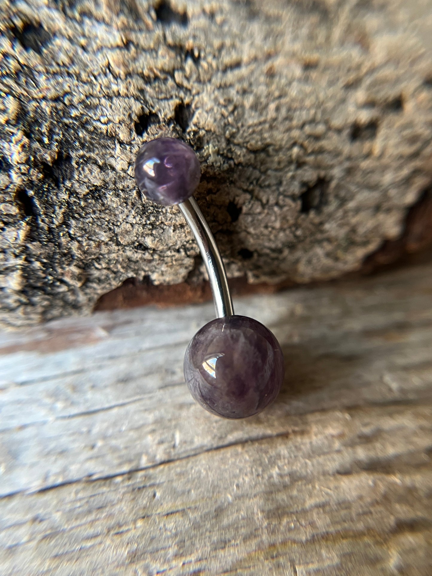Amethyst Natural Stone 14G Surgical Steel Curved Barbell