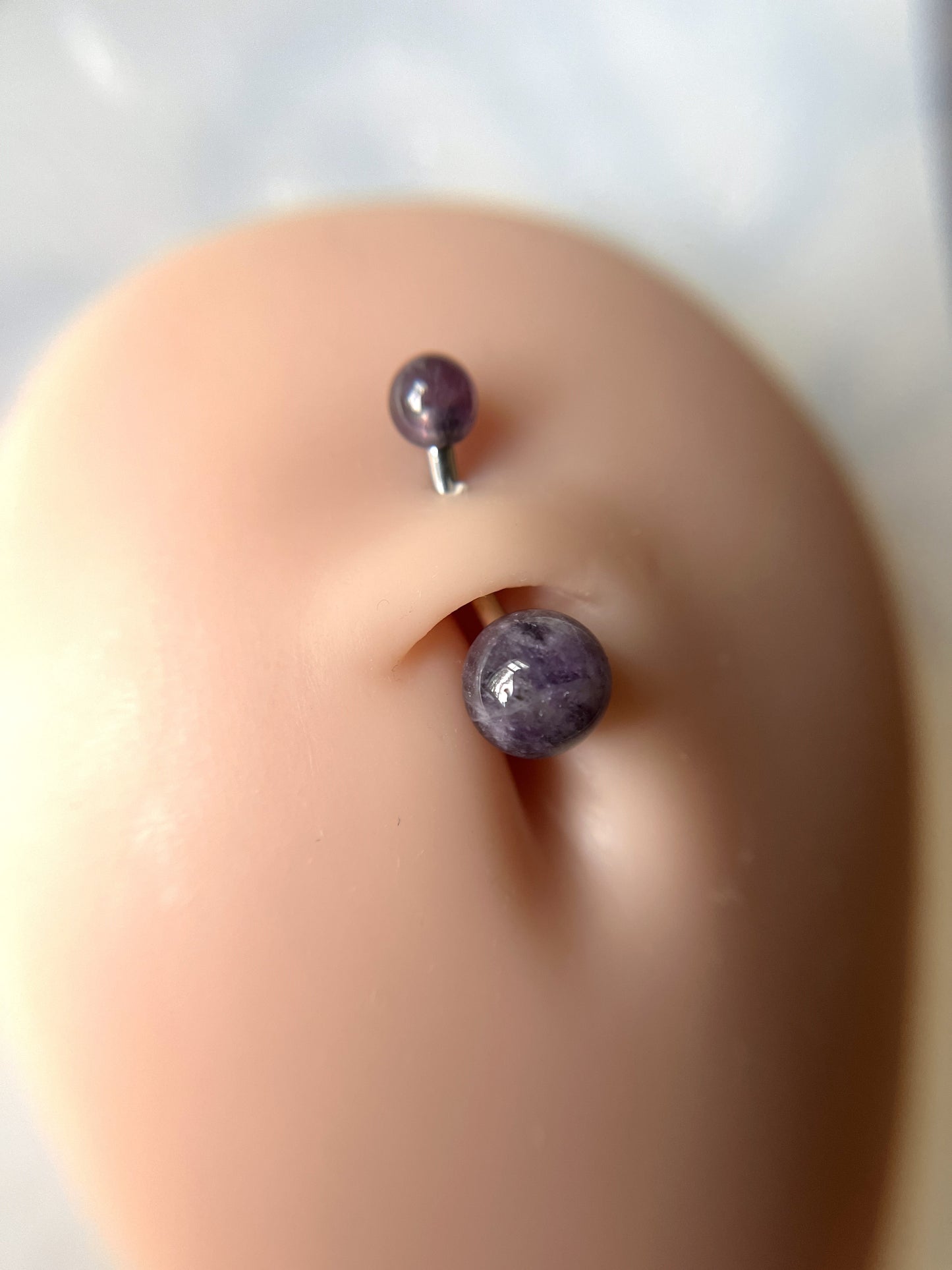 Amethyst Natural Stone 14G Surgical Steel Curved Barbell