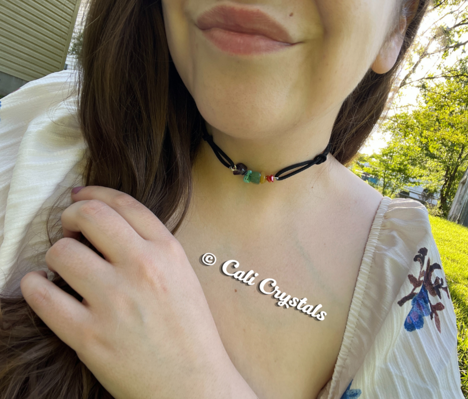 7 Chakras Natural Stone Chip Choker Necklace