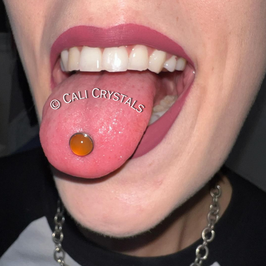 Carnelian Natural Stone Tongue Piercing Barbell