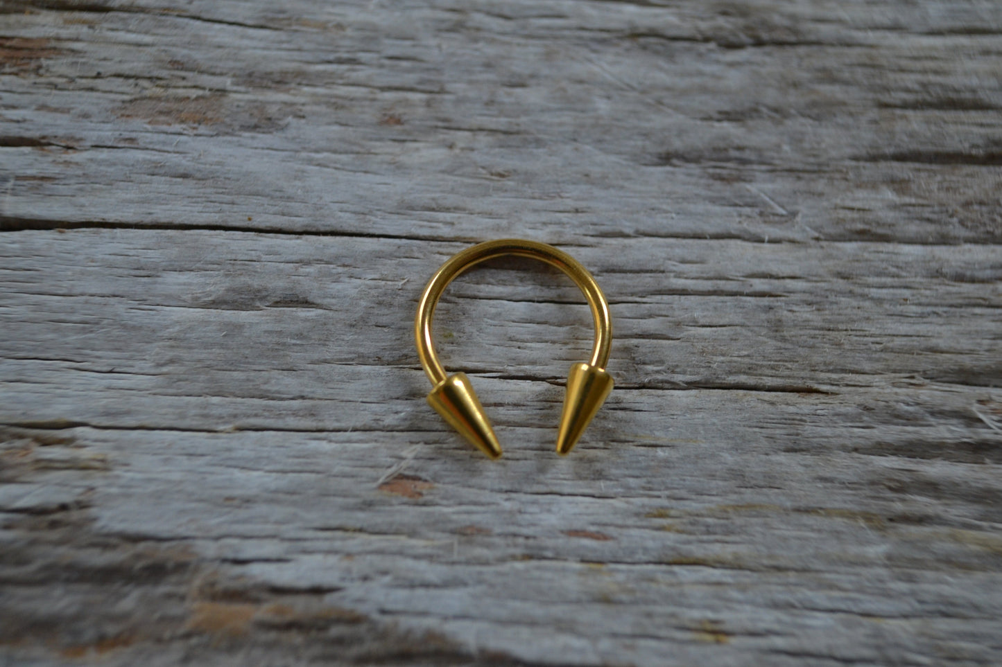 Gold Titanium Plated Pick Your Spike Length 16G Horseshoe Ring