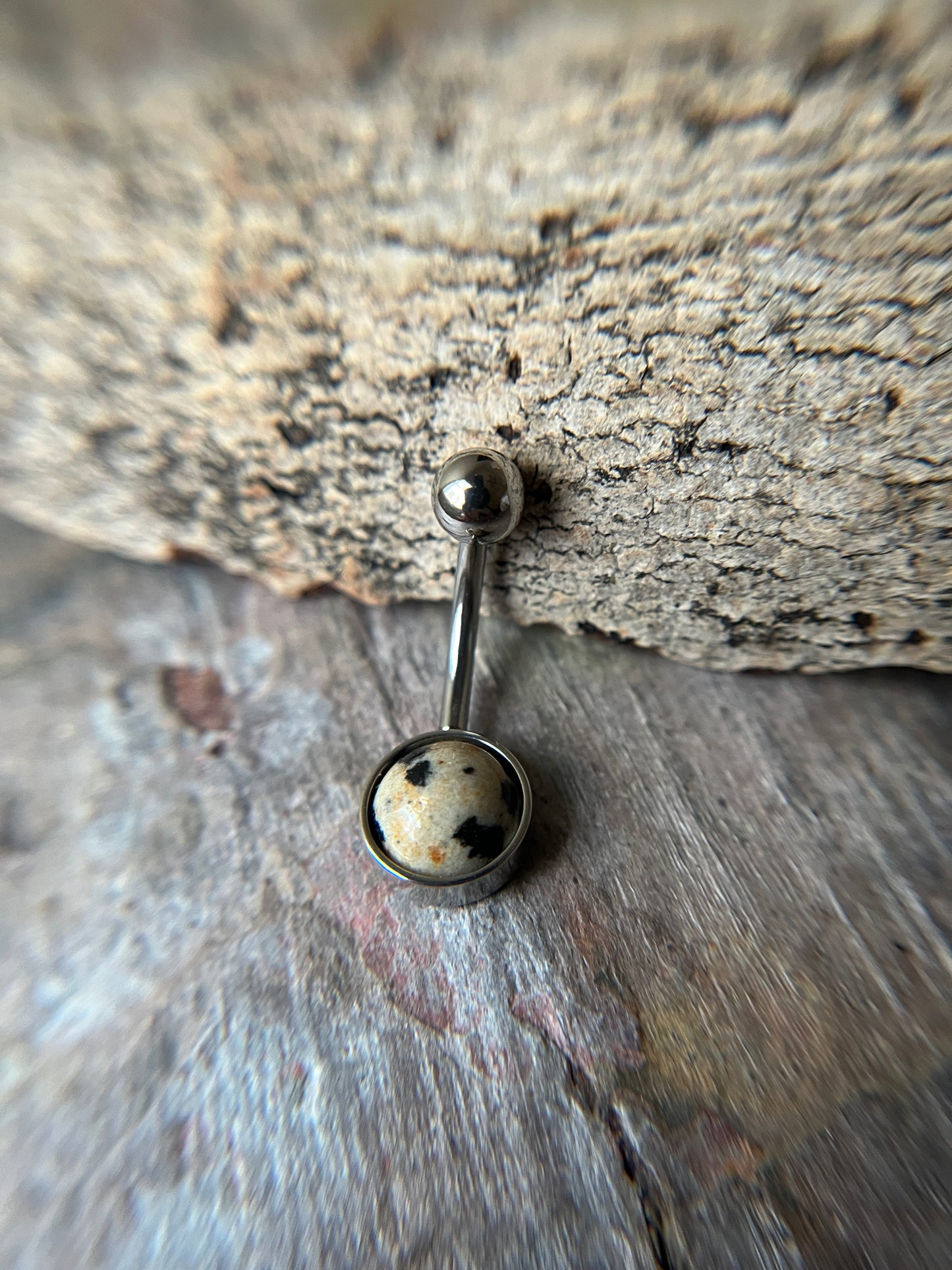 Dalmatian Jasper Natural Stone Belly Ring