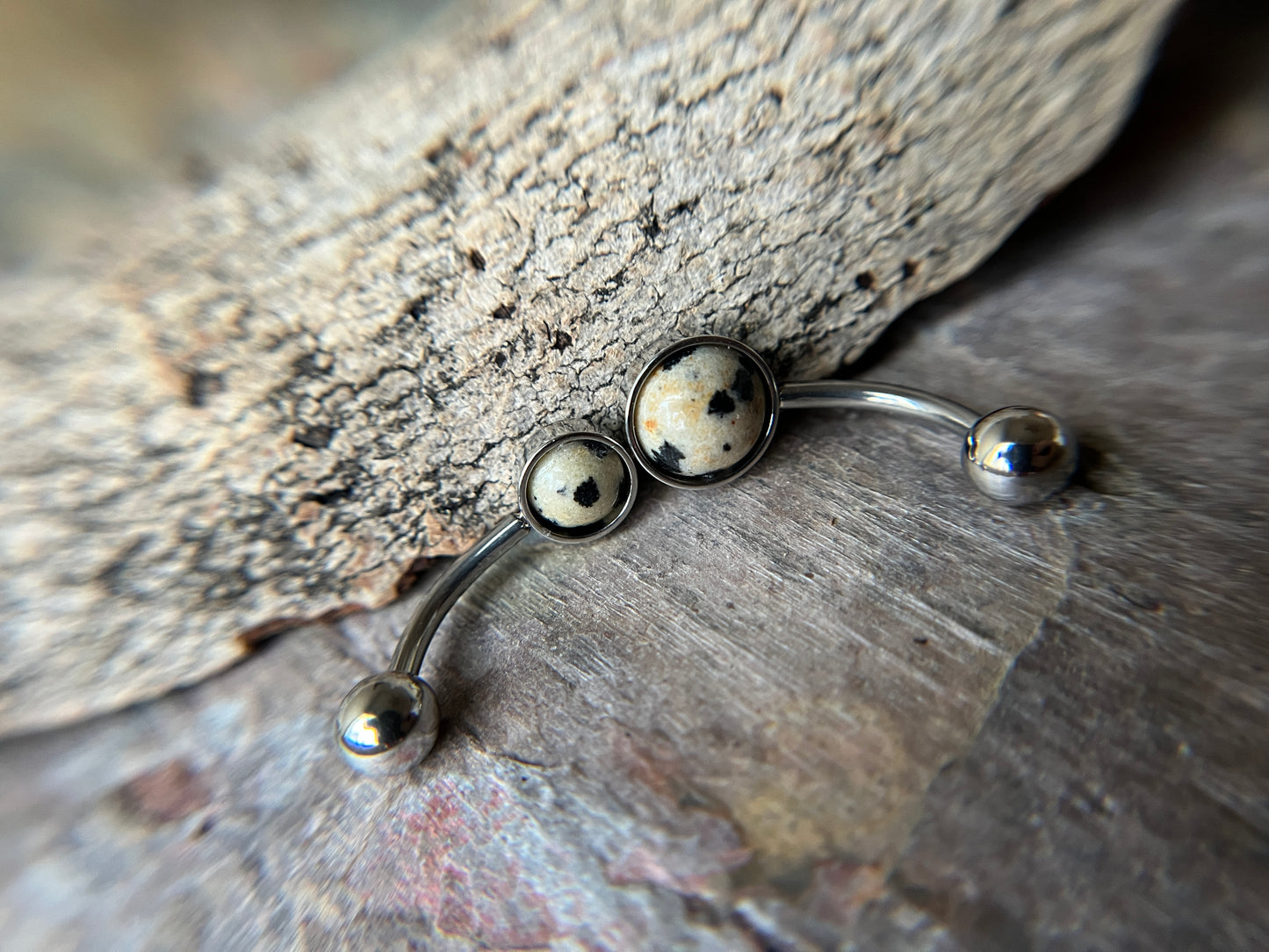 Dalmatian Jasper Natural Stone Belly Ring