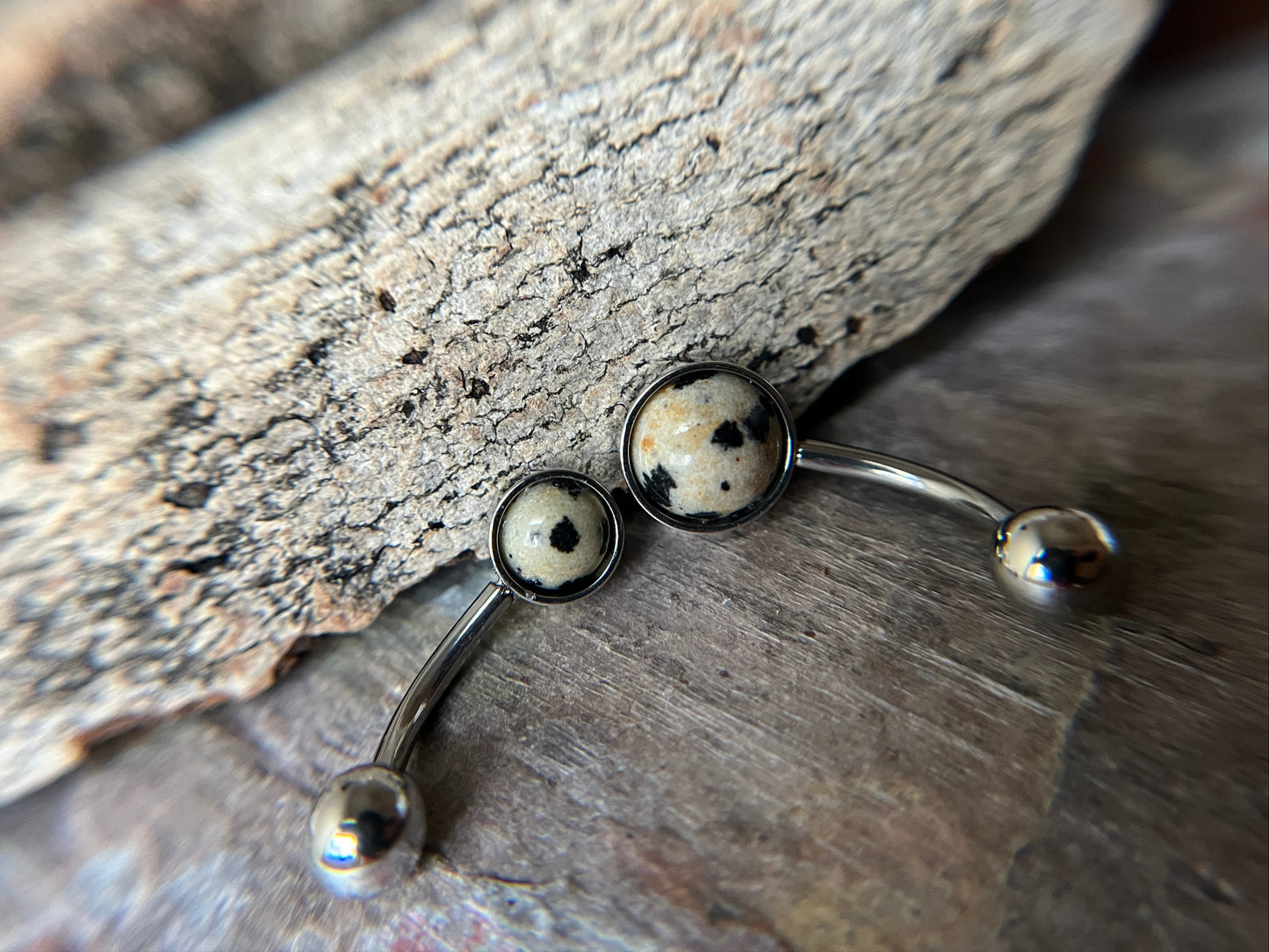 Dalmatian Jasper Natural Stone Belly Ring