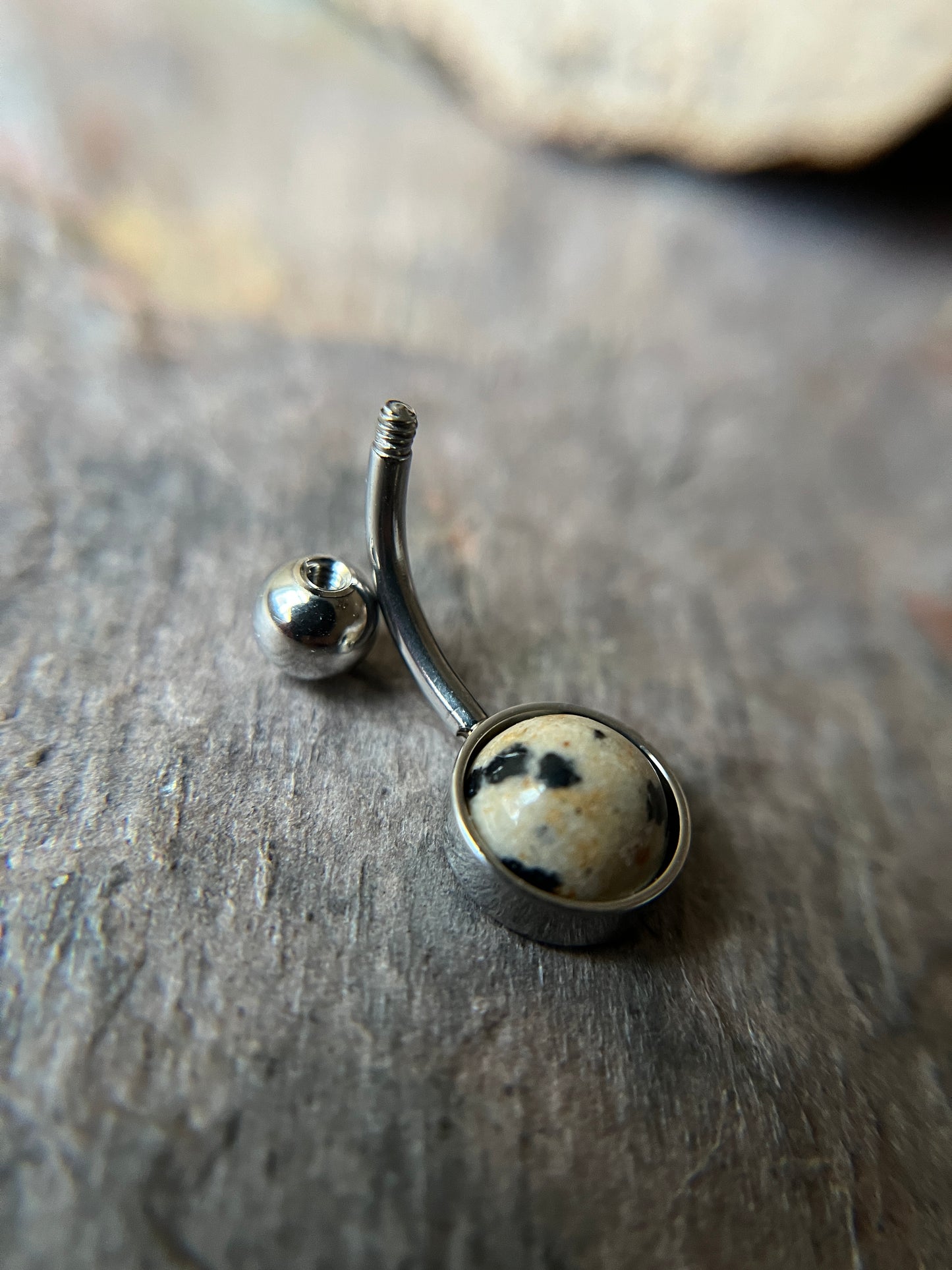 Dalmatian Jasper Natural Stone Belly Ring