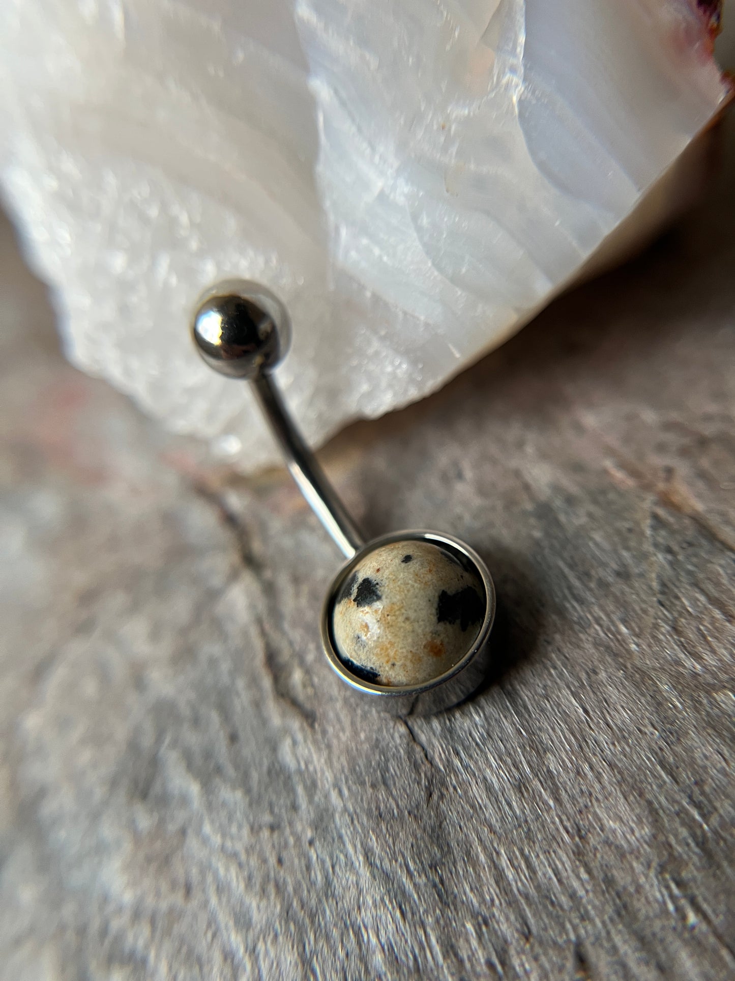 Dalmatian Jasper Natural Stone Belly Ring