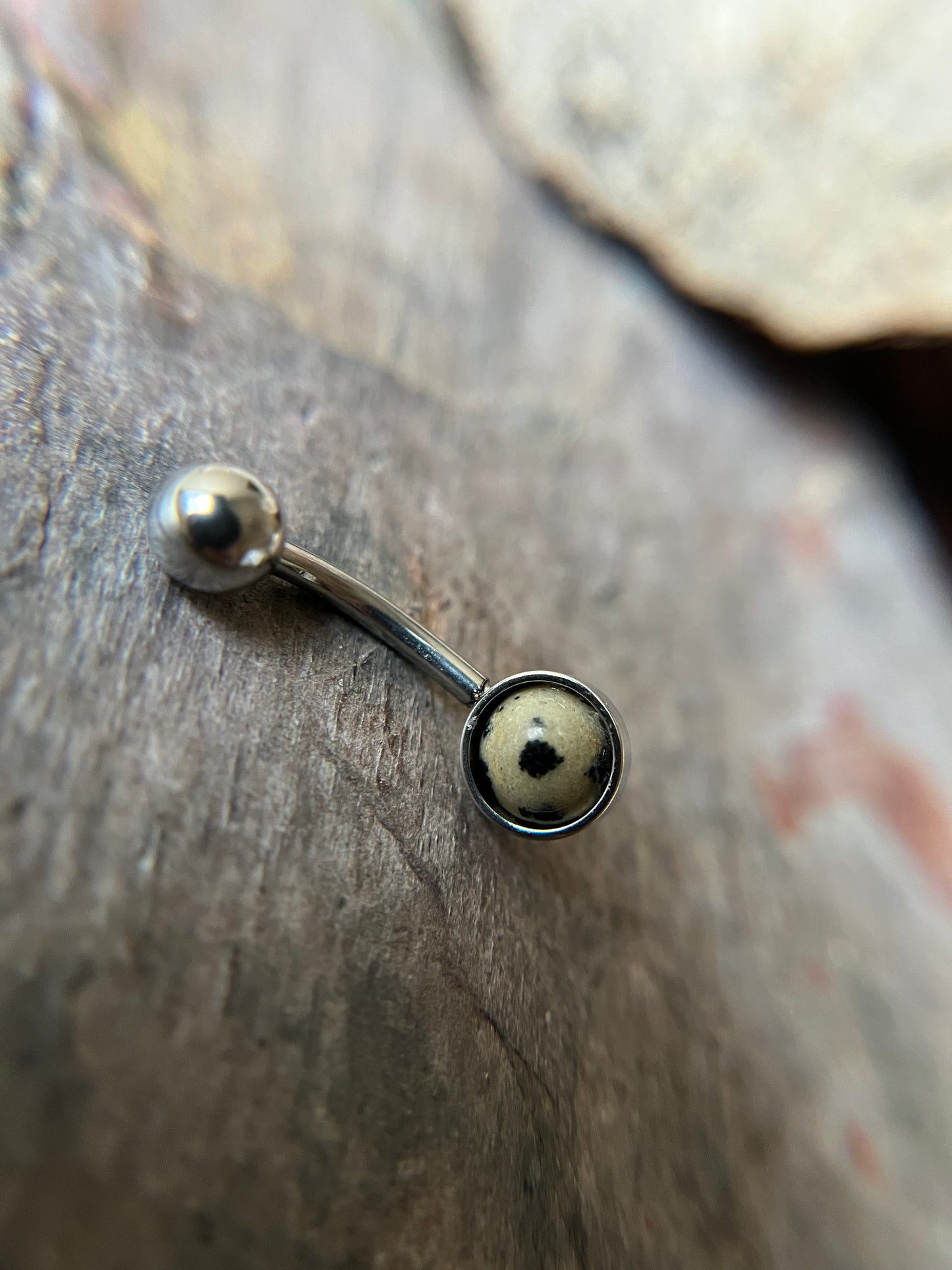 Dalmatian Jasper Natural Stone Belly Ring