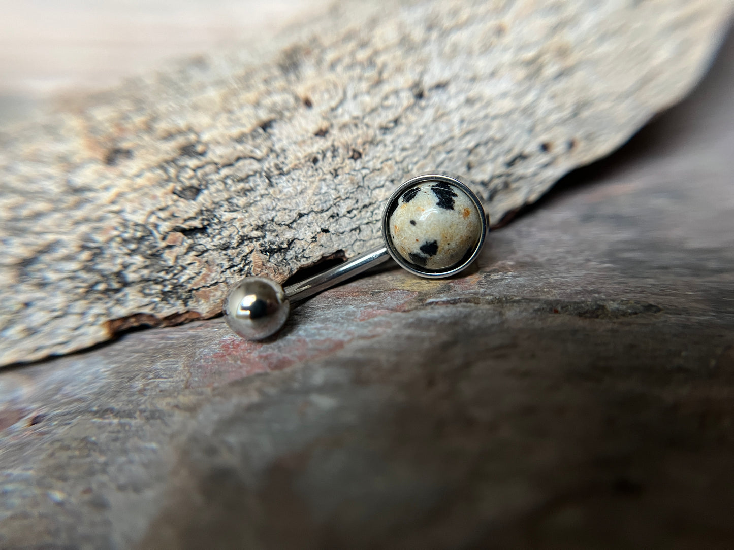 Dalmatian Jasper Natural Stone Belly Ring