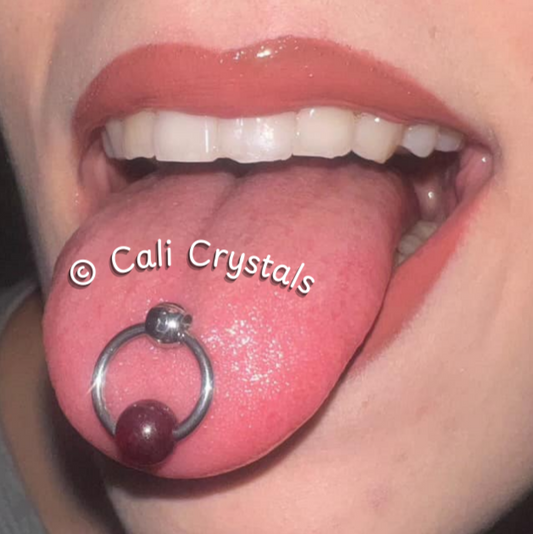 Garnet Natural Stone Slave Knocker Tongue Barbell