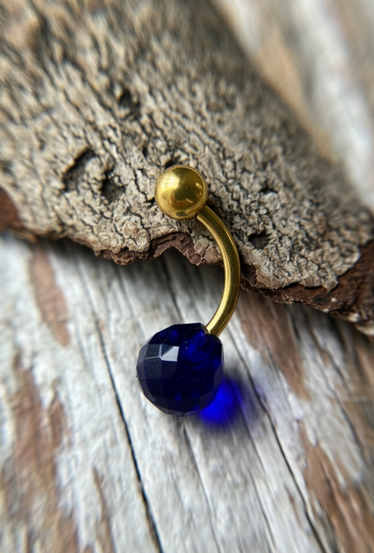 Faceted Teardrop Hydro Quartz Sapphire Gold, Black or Steel Belly or VCH Barbell