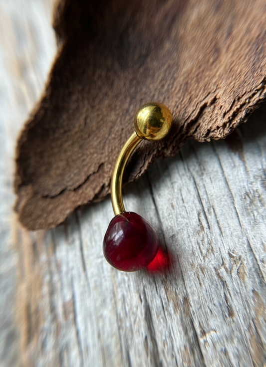 Onion Cut Hydro Quartz Garnet Gold, Black or Steel Belly or VCH Barbell