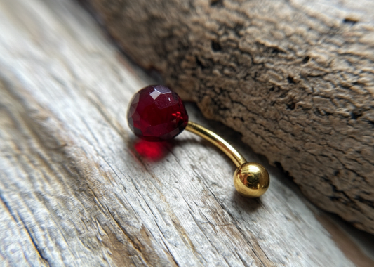 Faceted Teardrop Hydro Quartz Garnet Gold, Black or Steel Belly or VCH Barbell