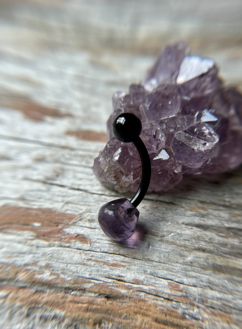 Onion Cut Hydro Quartz Amethyst Gold, Black or Steel Belly or VCH Barbell