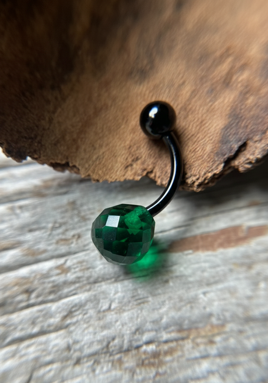Faceted Teardrop Hydro Quartz Emerald Gold, Black or Steel Belly or VCH Barbell