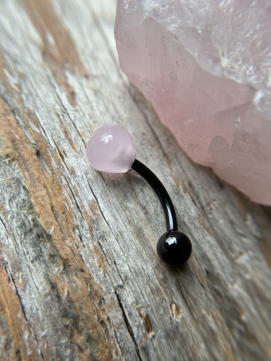 Onion Cut Hydro Quartz Rose Quartz Gold, Black or Steel Belly or VCH Barbell