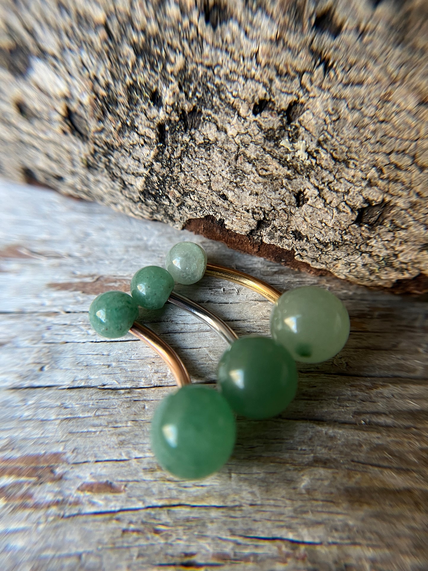 Pick Your Finish Color Green Aventurine Natural Stone 14G Curved Barbell