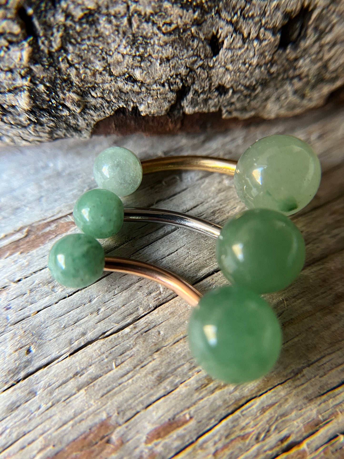 Pick Your Finish Color Green Aventurine Natural Stone 14G Curved Barbell