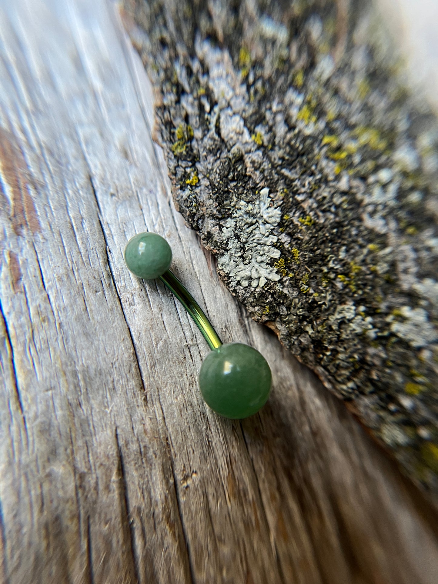 Pick Your Finish Color Green Aventurine Natural Stone 14G Curved Barbell