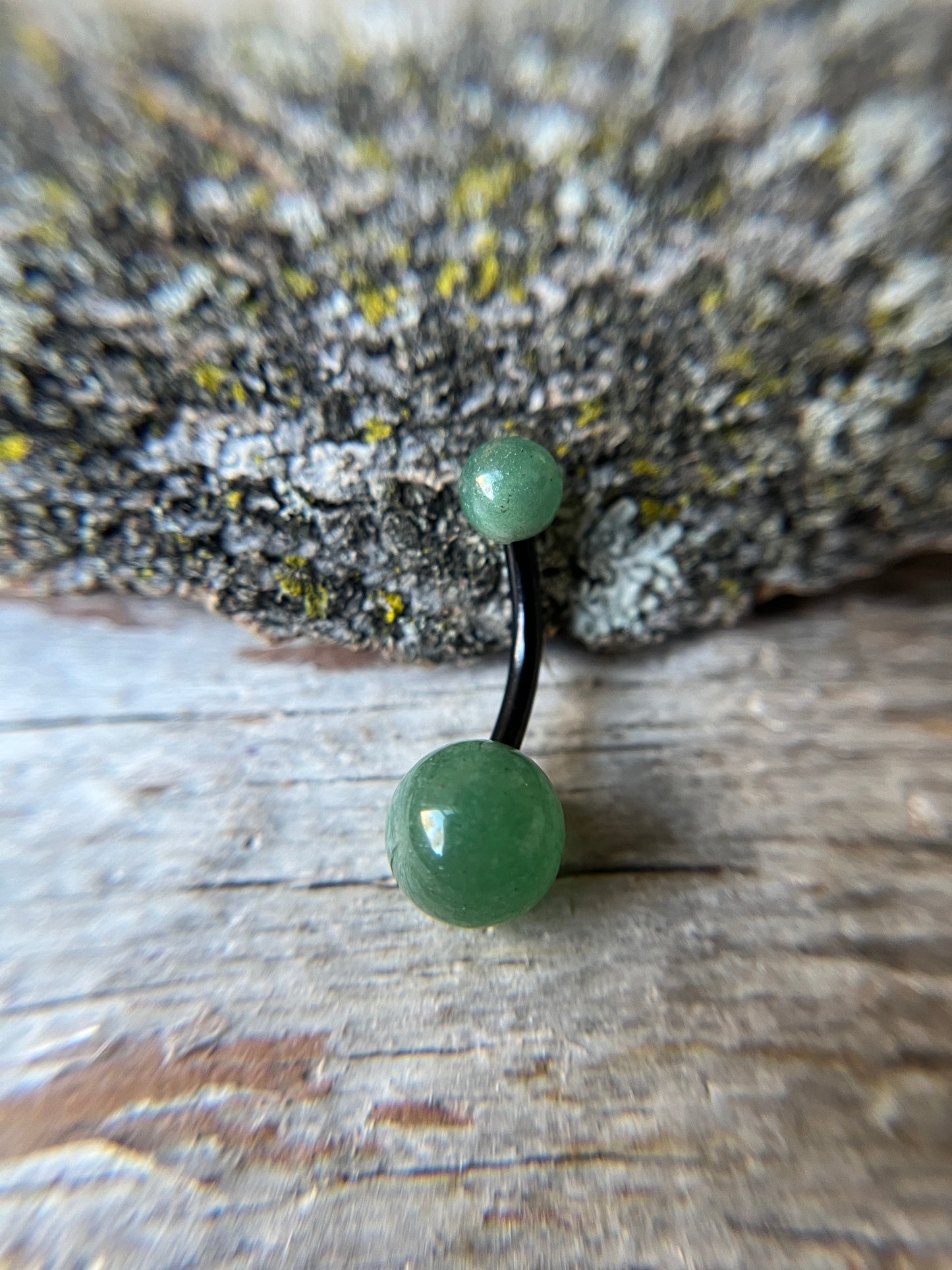 Pick Your Finish Color Green Aventurine Natural Stone 14G Curved Barbell