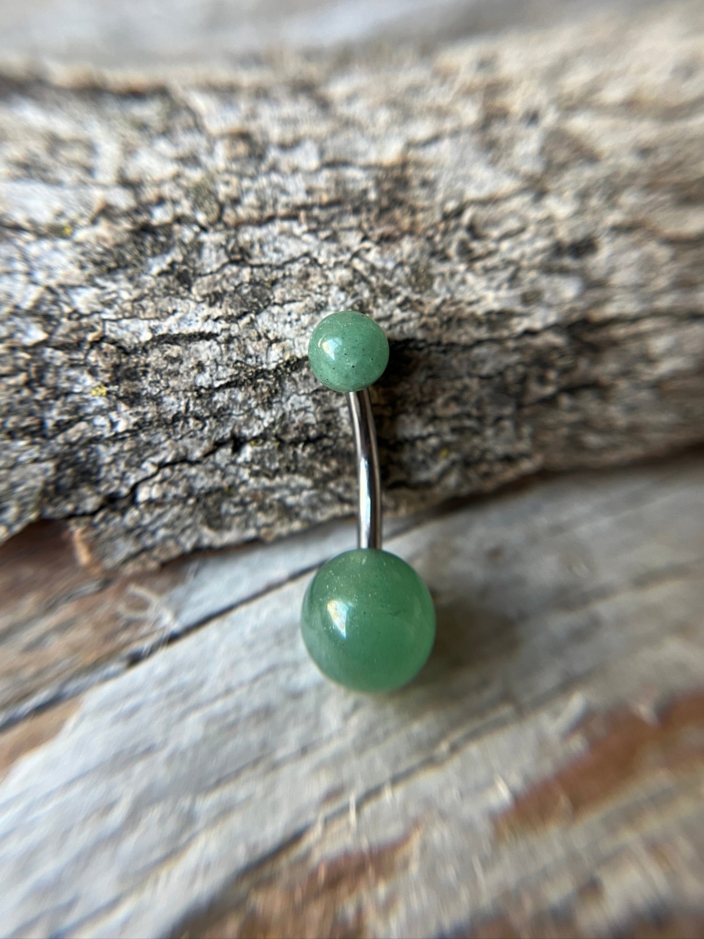 Green Aventurine Natural Stone 14G Implant-Grade Titanium Curved Barbell