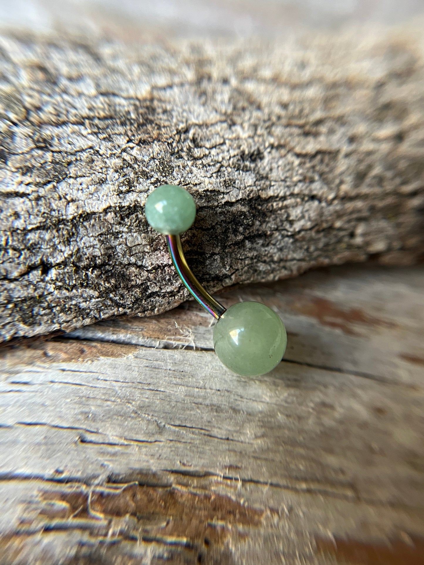 Pick Your Finish Color Green Aventurine Natural Stone 14G Curved Barbell
