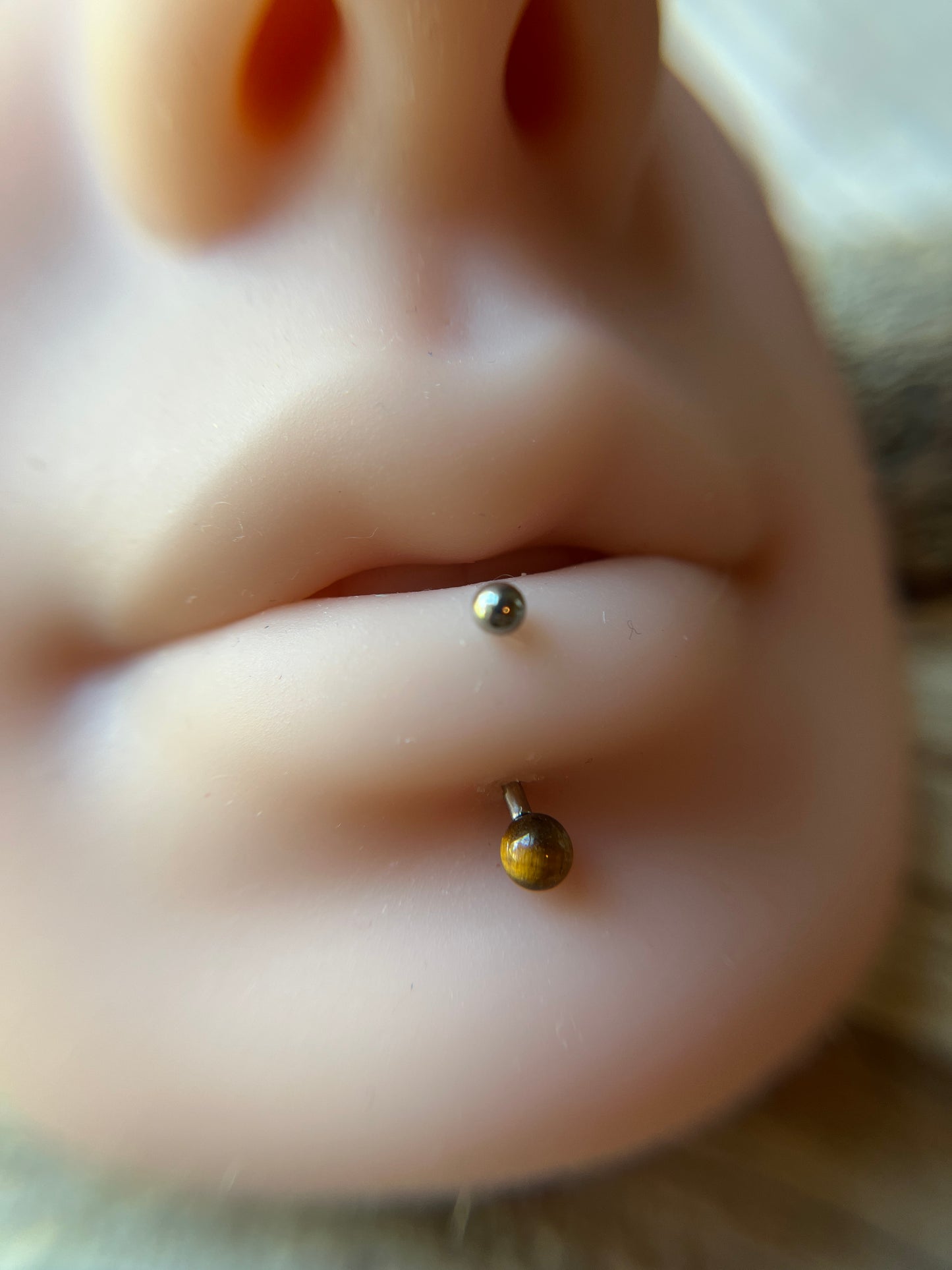 Pick Your Natural Stone 16G Rook / Vertical Lip Piercing Barbell