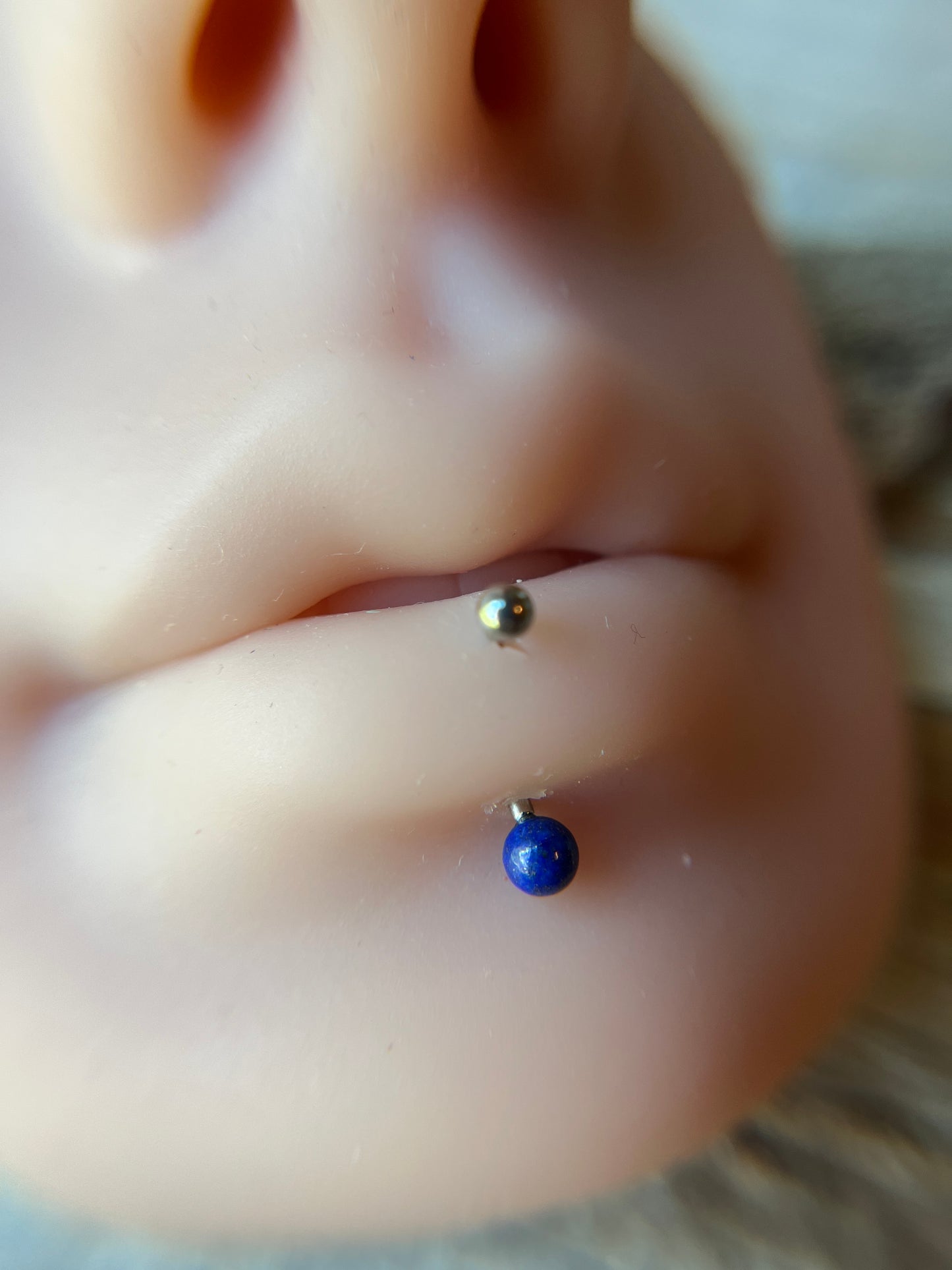 Pick Your Natural Stone 16G Rook / Vertical Lip Piercing Barbell