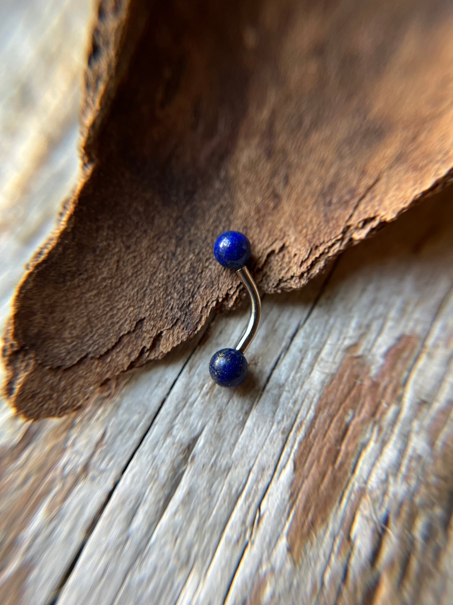 Lapis Lazuli Natural Stone 16G Rook / Vertical Lip Piercing Barbell