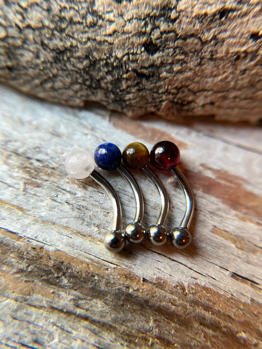 Pick Your Natural Stone 16G Rook / Vertical Lip Piercing Barbell