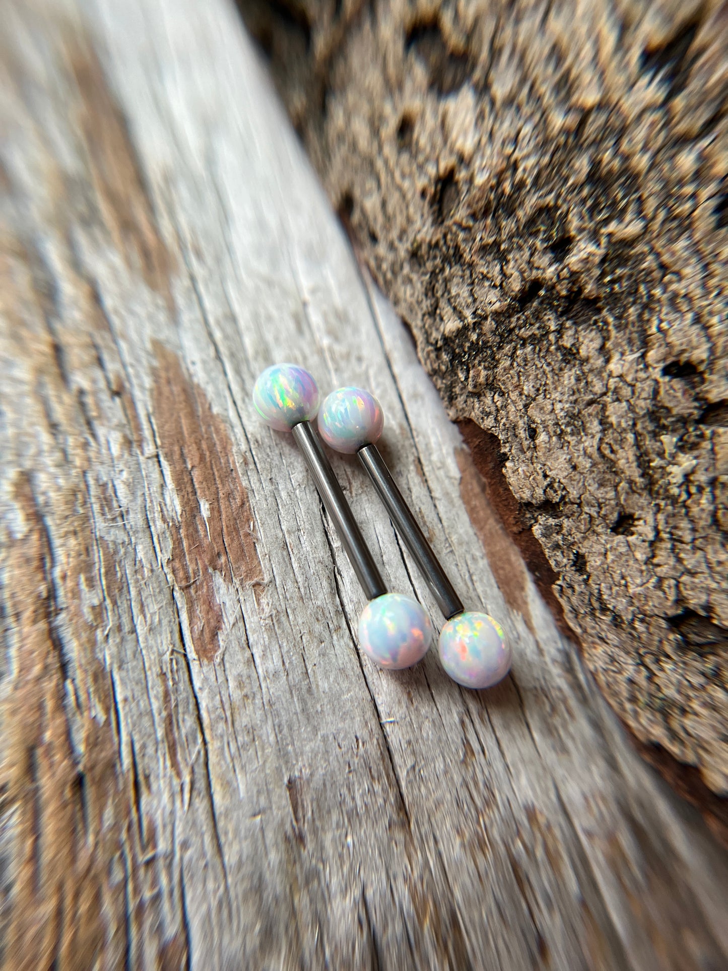 Fire Opal Internally Threaded Implant-Grade Titanium Nipple / Tongue Piercing Barbell