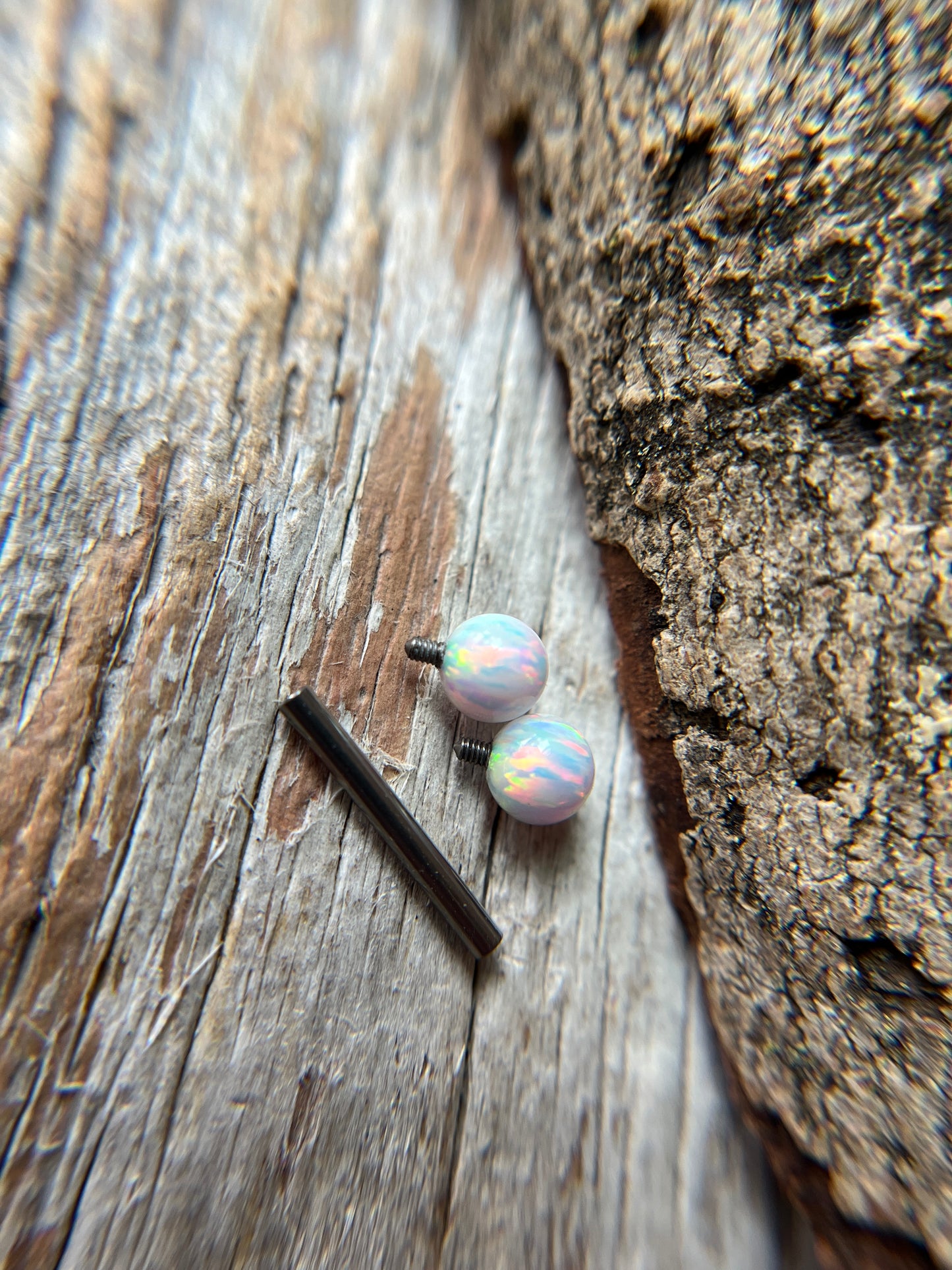 Fire Opal Internally Threaded Implant-Grade Titanium Nipple / Tongue Piercing Barbell