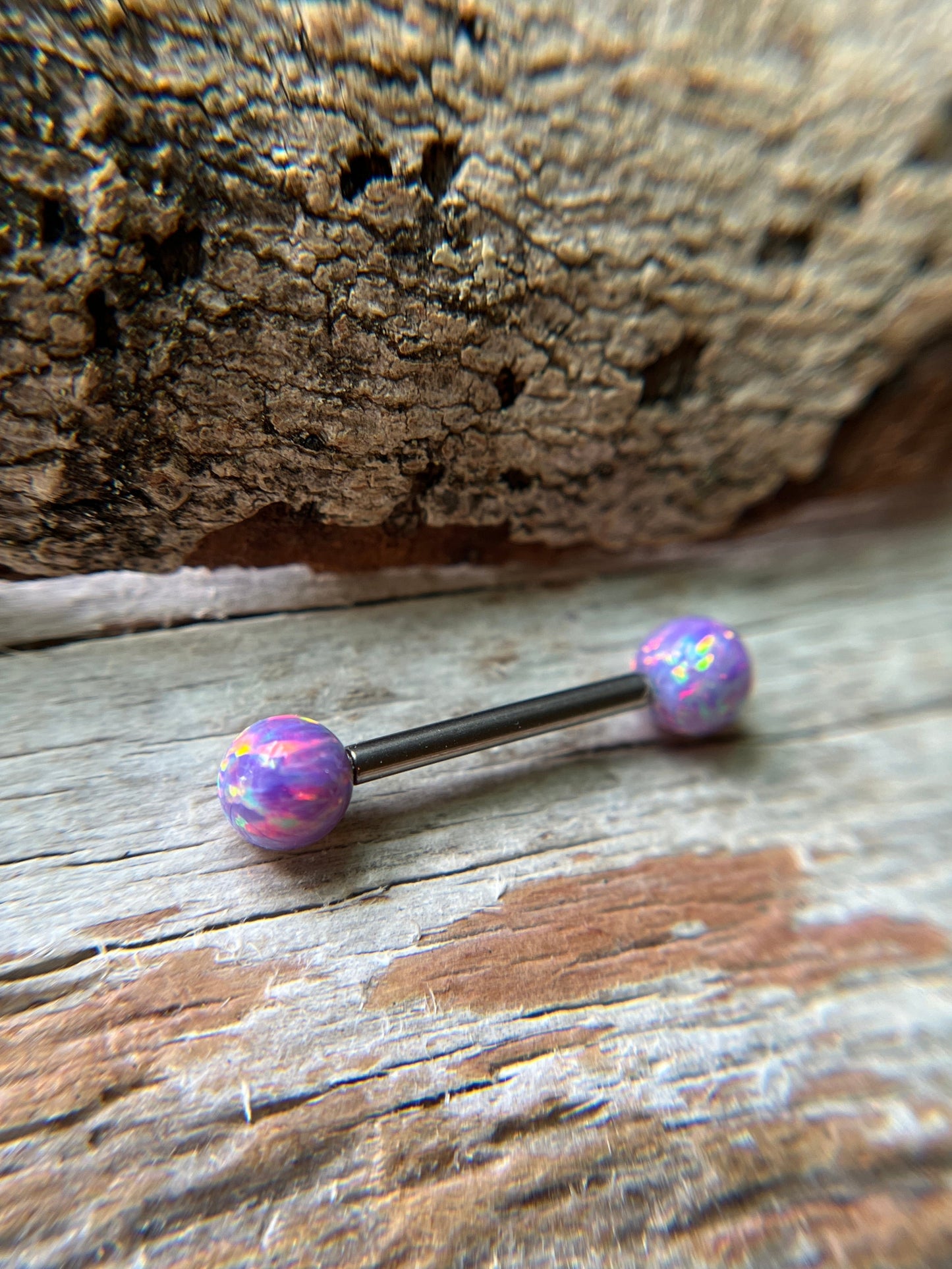 Fire Opal Internally Threaded Implant-Grade Titanium Nipple / Tongue Piercing Barbell