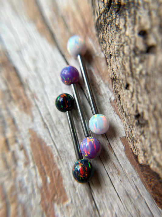 Fire Opal Internally Threaded Implant-Grade Titanium Nipple / Tongue Piercing Barbell