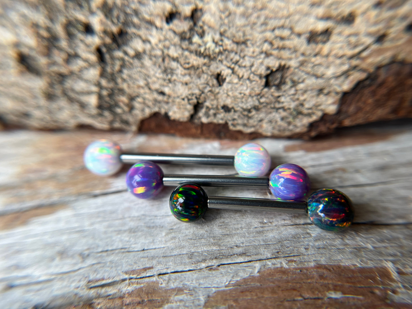 Fire Opal Internally Threaded Implant-Grade Titanium Nipple / Tongue Piercing Barbell