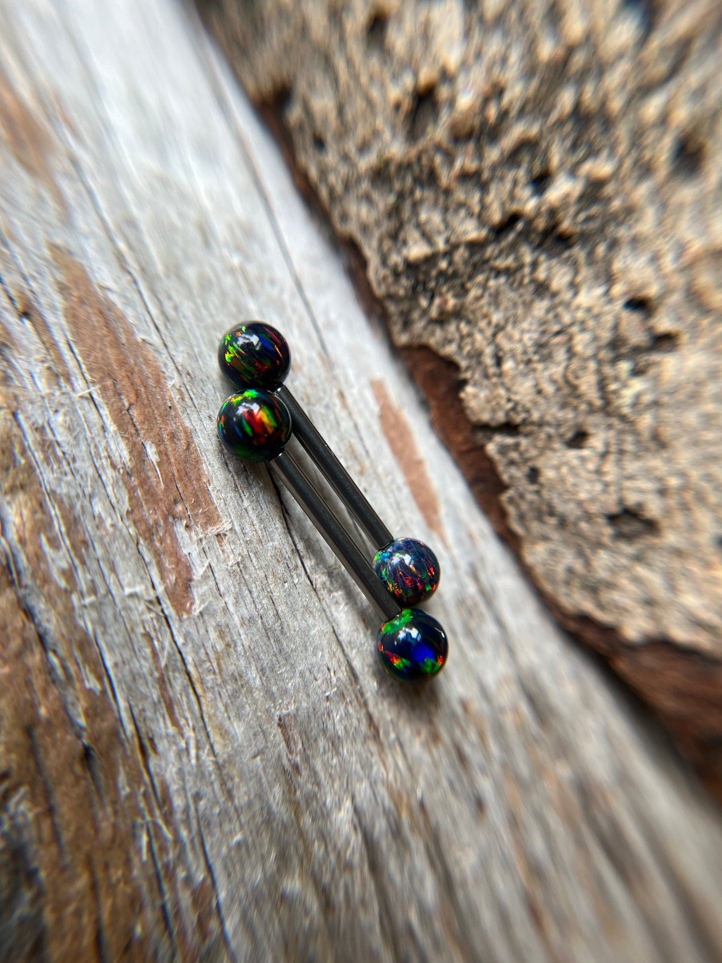 Fire Opal Internally Threaded Implant-Grade Titanium Nipple / Tongue Piercing Barbell