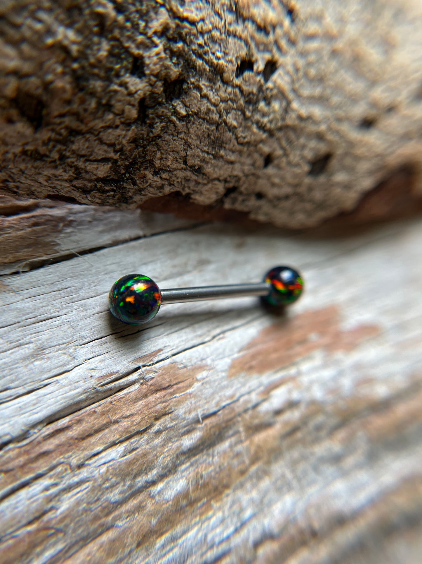 Fire Opal Internally Threaded Implant-Grade Titanium Nipple / Tongue Piercing Barbell