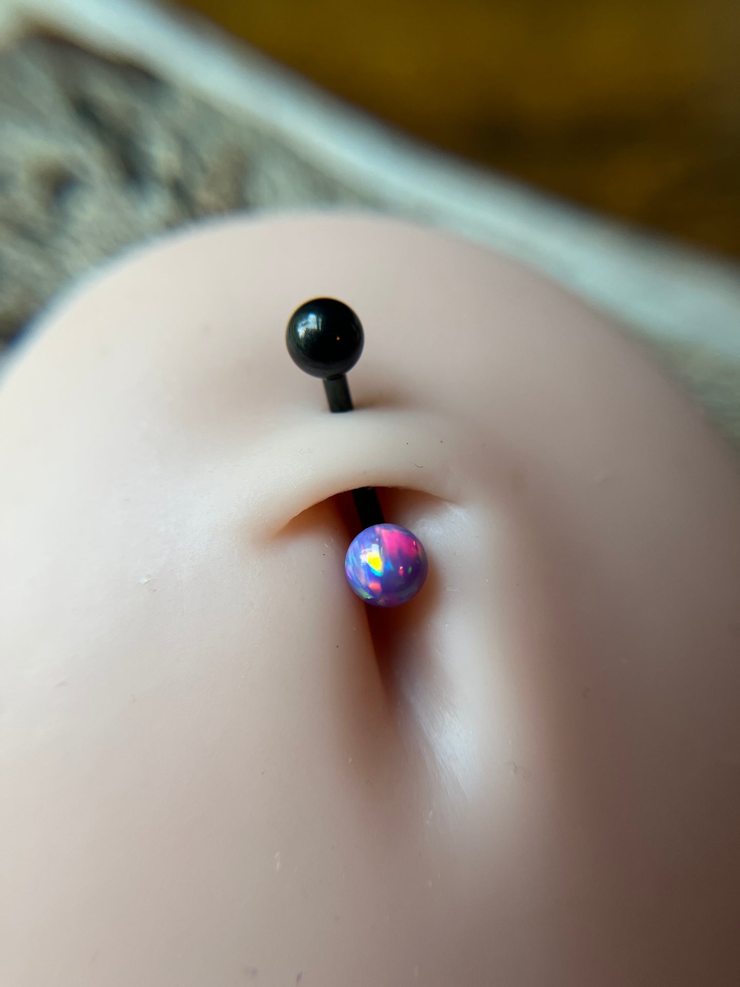 Internally Threaded Lavender Purple Fire Opal Gold, Rose Gold or Black 14G Belly VCH Barbell