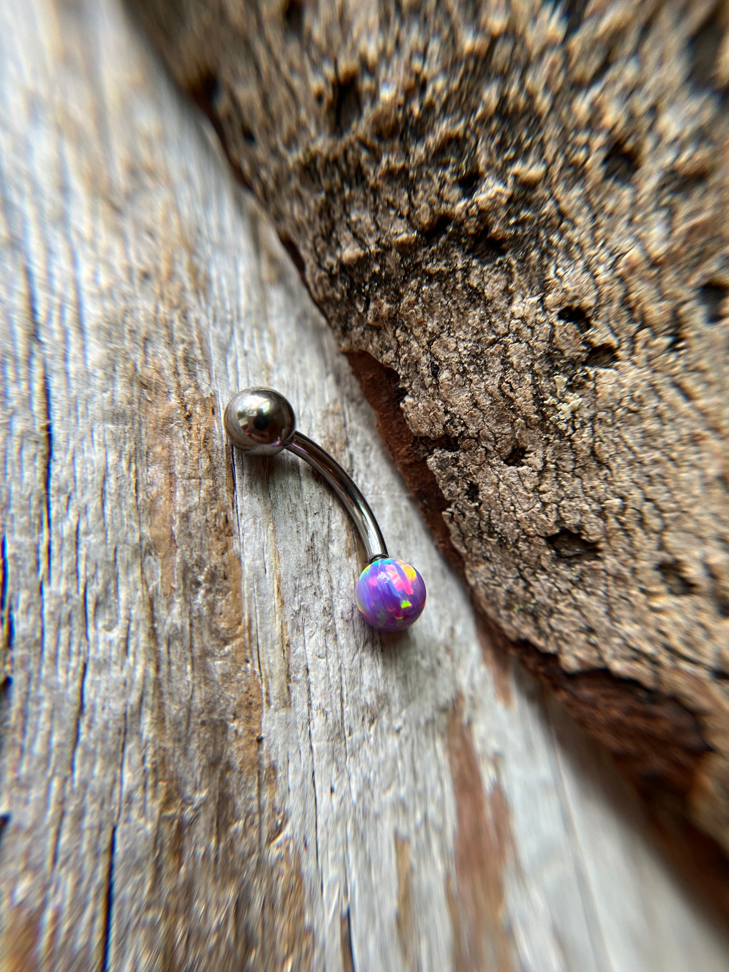 Internally Threaded Lavender Purple Fire Opal Gold, Rose Gold or Black 14G Belly VCH Barbell