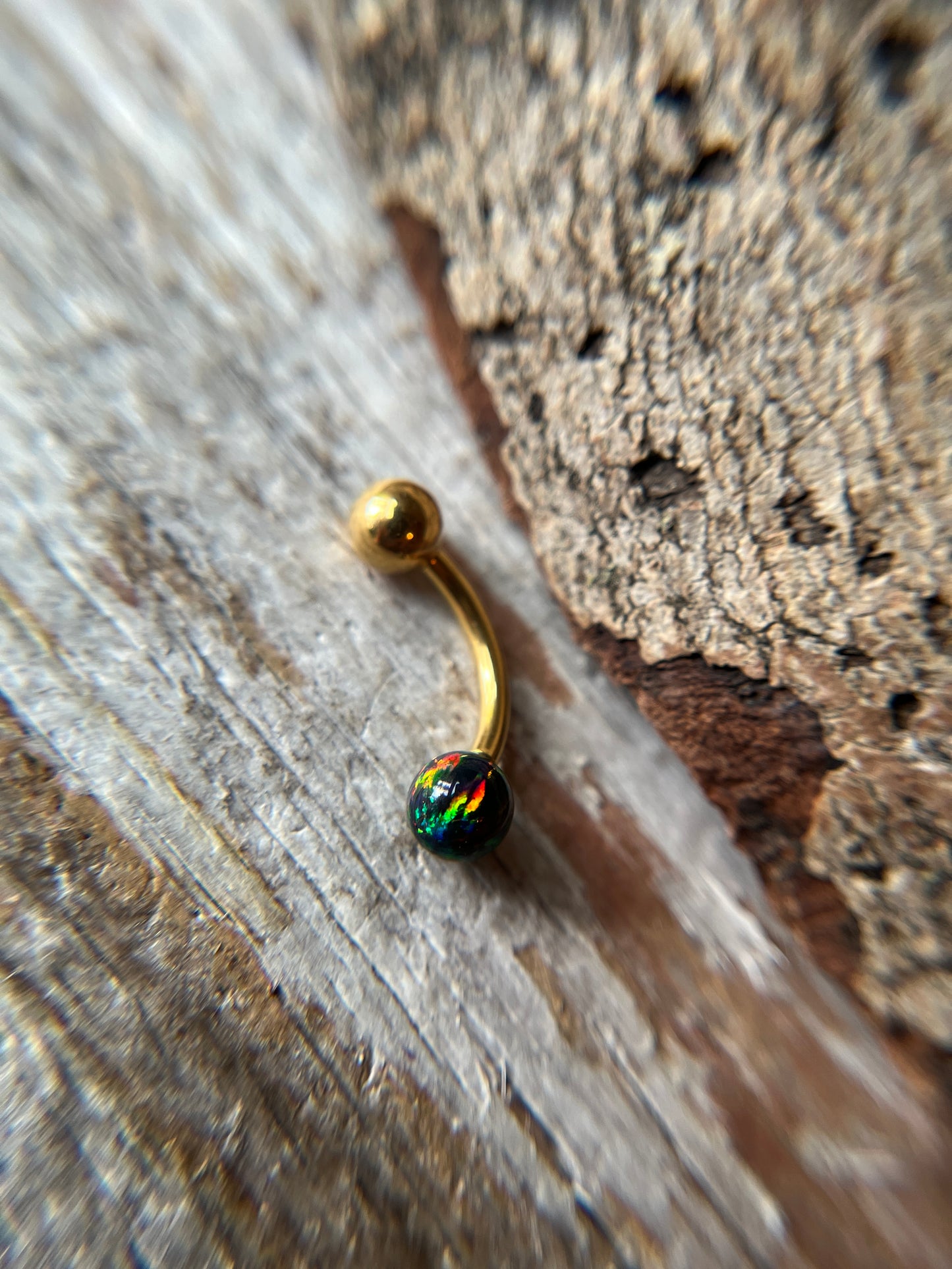 Internally Threaded Lavender Purple Fire Opal Gold, Rose Gold or Black 14G Belly VCH Barbell