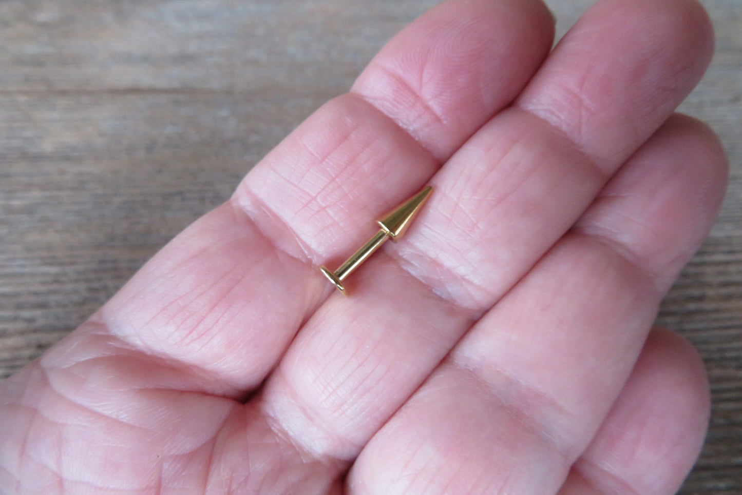 Long Spike Gold Titanium IP 16G or 14G Flat Back Labret