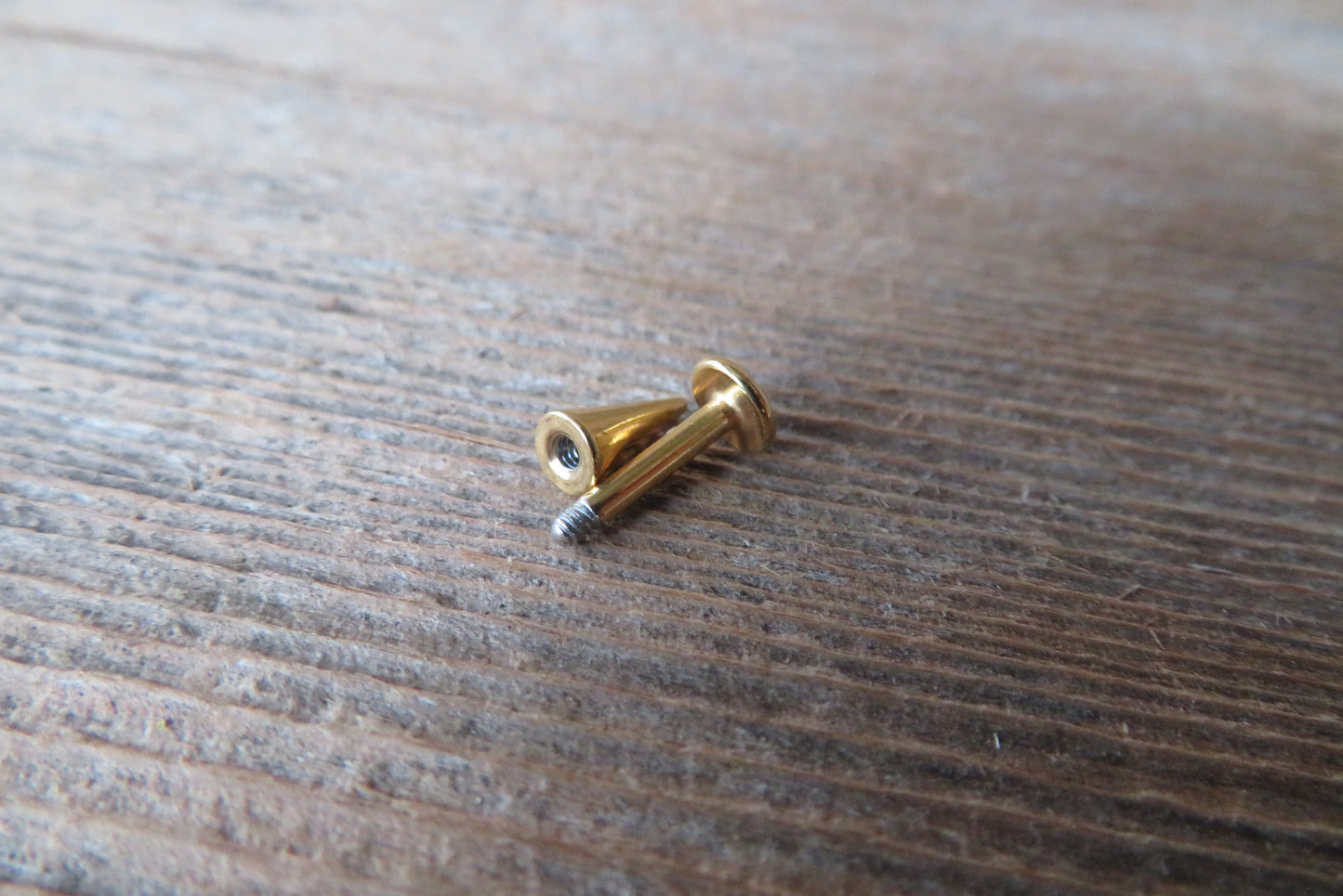 Long Spike Gold Titanium IP 16G or 14G Flat Back Labret